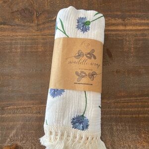 Swaddle Wrap with Blue Floral Design